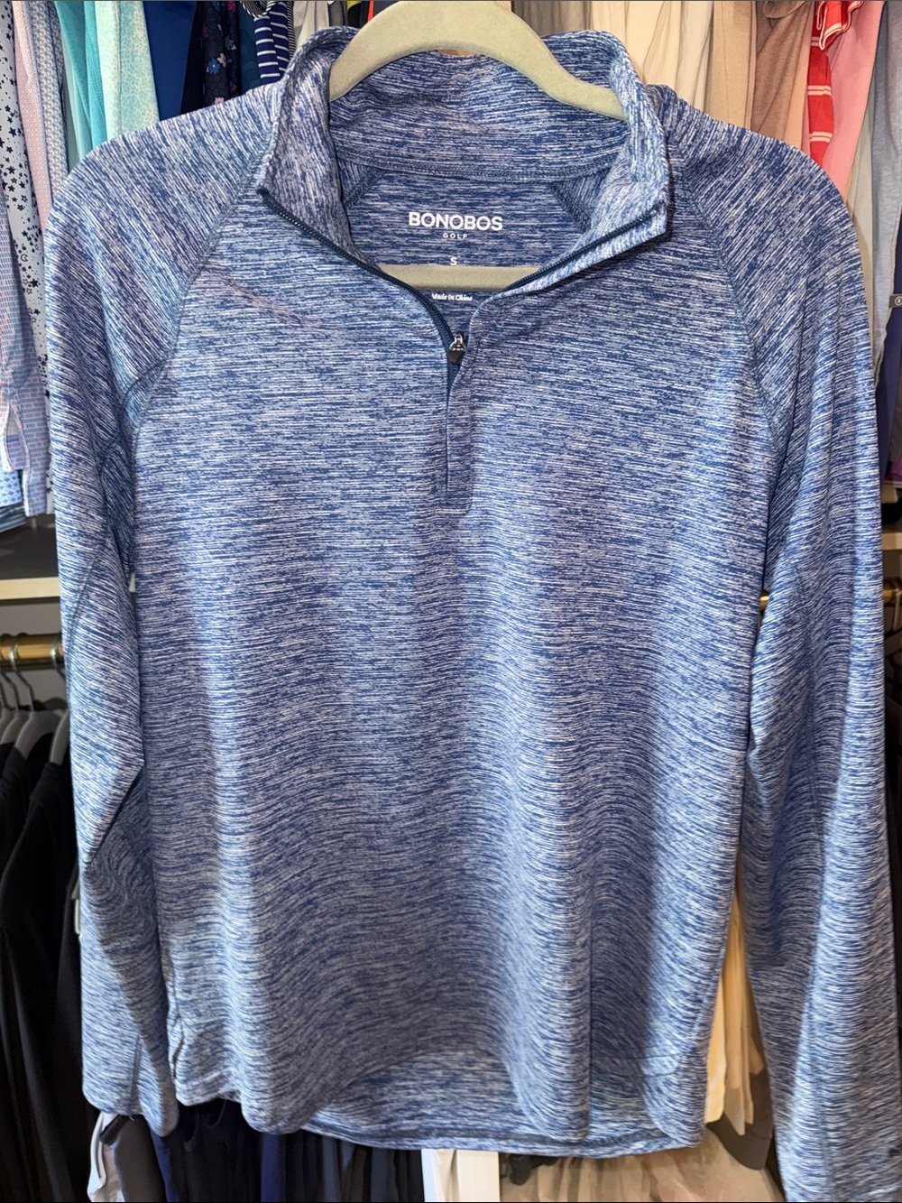 Bonobos Blue Heather Quarter-Zip Pullover